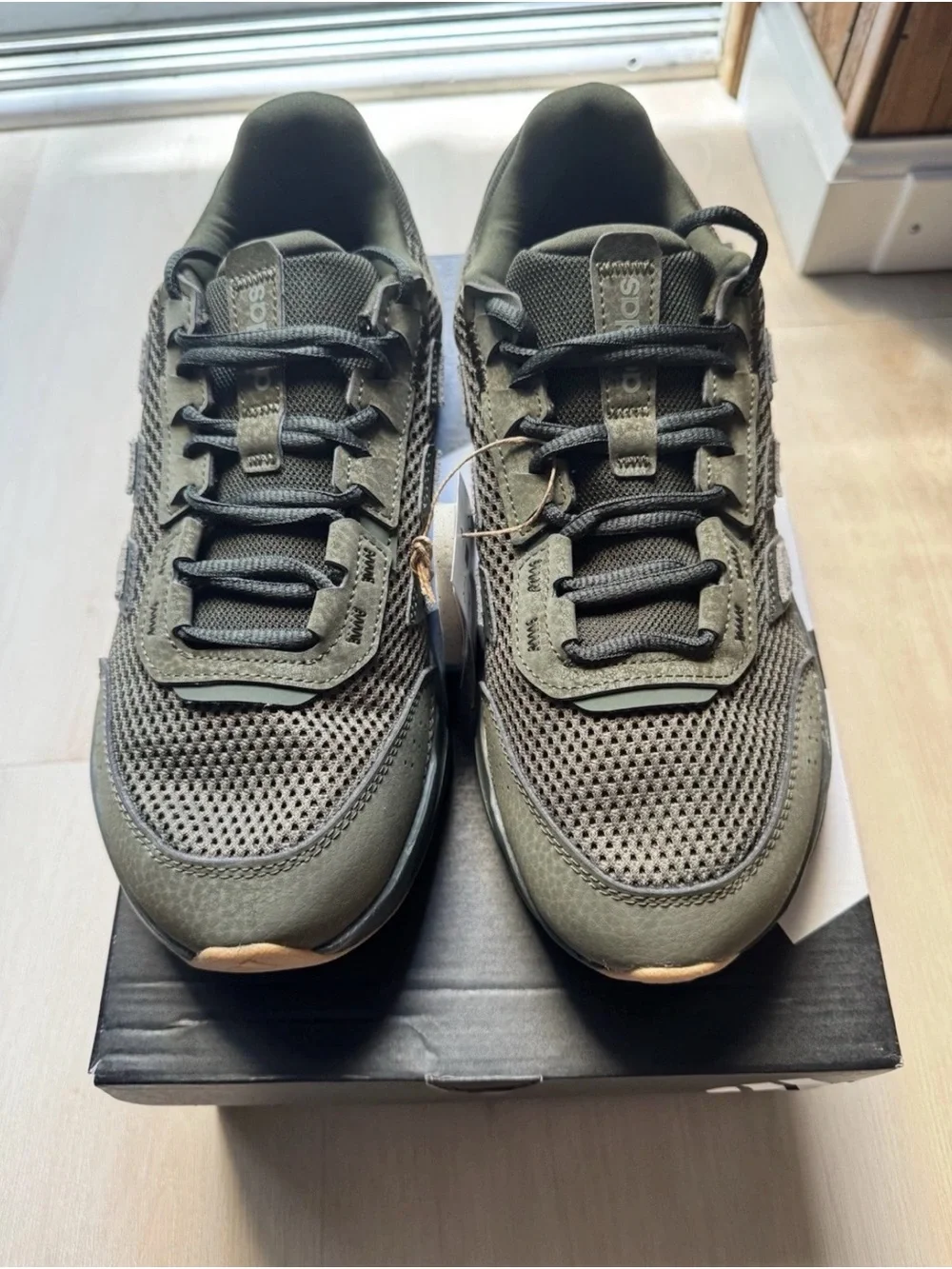 adidas Men’s Olive Gray Mesh Sneakers